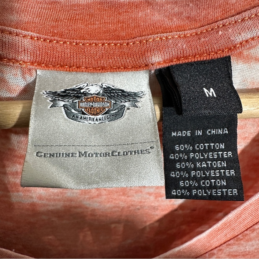 Harley-Davidson Womens Medium Genuine Oil Can Burnout Tee Vintage Orange - Picture 6 of 8